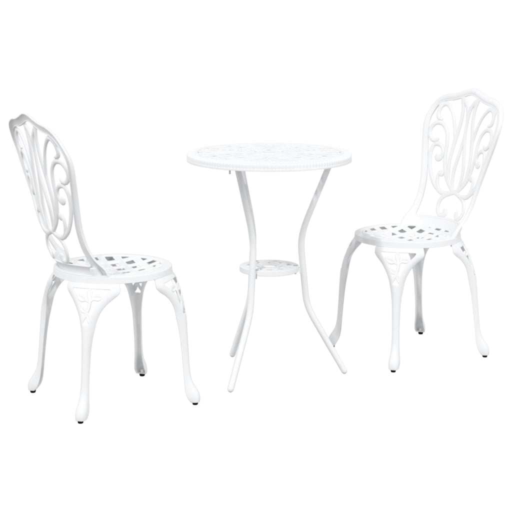 Set da Giardino Bistro 3 Pezzi  in Alluminio Bianco