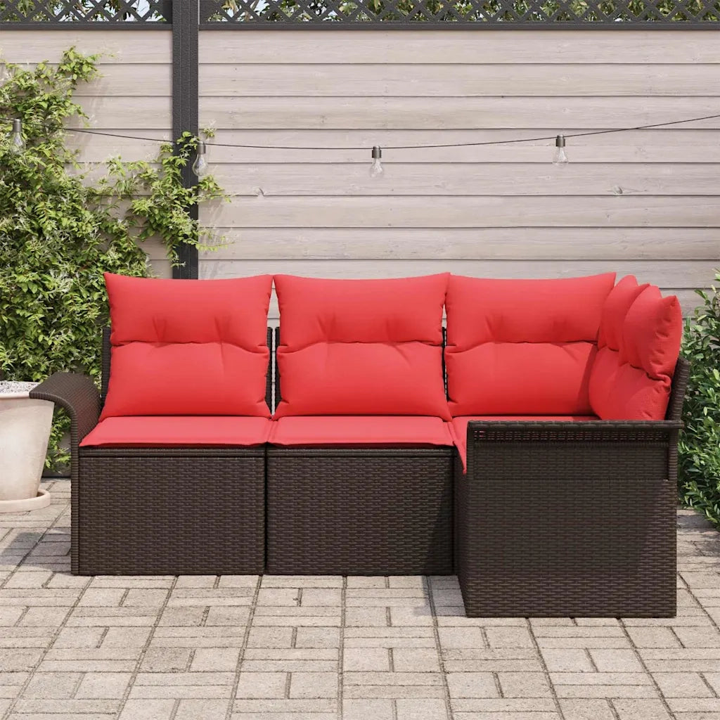 Set Divano da Giardino 4 pcs Marrone polyrattan