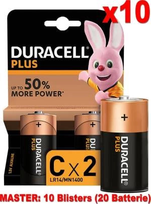 (10 confezioni) duracell plus batterie 2pz mezza torcia lr14 mn1400 c - LR14/MN1400
