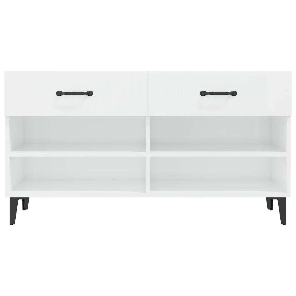 Scarpiera Bianco Lucido 102x35x55 cm in Legno Multistrato 812831