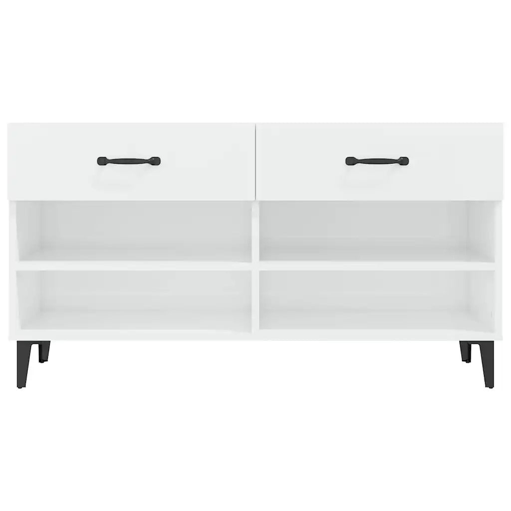 Scarpiera Bianco Lucido 102x35x55 cm in Legno Multistrato 812831
