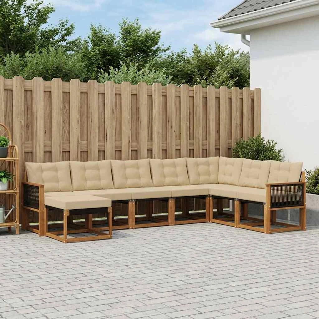 Set di divani da esterno 8 pz Naturale e Beige 3382145