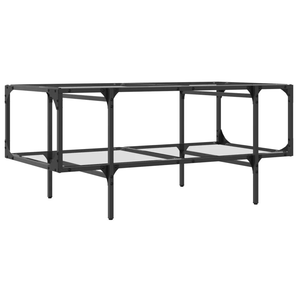 Tavolini con Piano Vetro Trasparente 2 pz 98,5x50x45 cm Acciaio 846042
