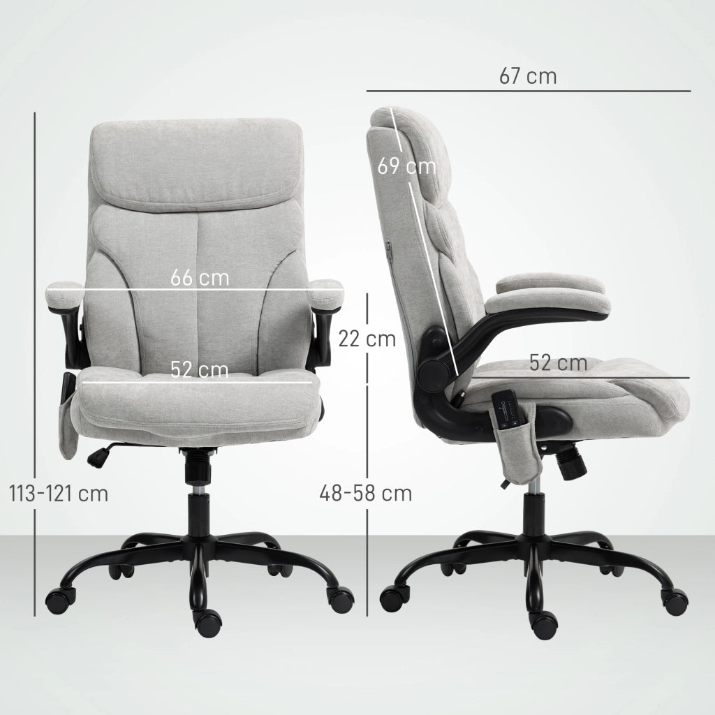 Sedia da Ufficio Imbottita con Braccioli Regolabile in Altezza ¨C Zephmum ¨C Grigio 66x67x113-121 cm
