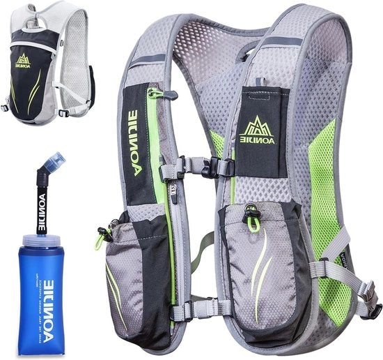 Ragazzo da Corsa 55L per Donne Uomini Kit di Idratazione per Ciclismo Escursionismo Maratona Grigio - Sacchetto Idrico da 350ml