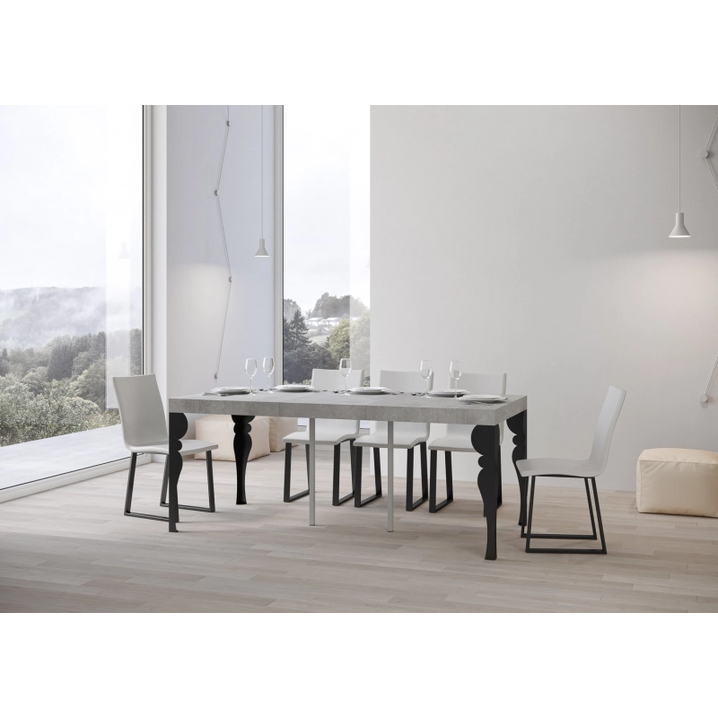 Consolle allungabile 90x40/196 cm Paxon Small Premium telaio Antracite - Cemento