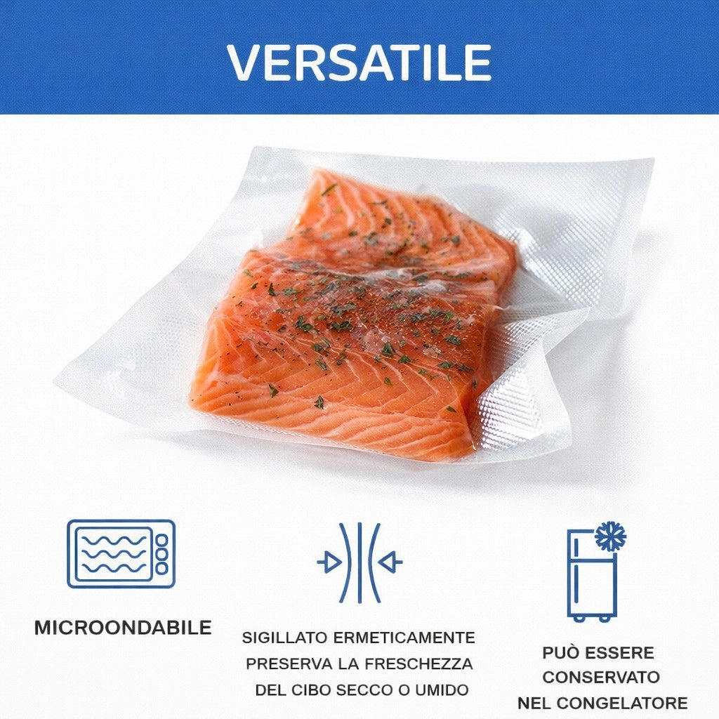 Buste per Sottovuoto Goffrate Alimenti 20x30cm 25 Sacchetti Alimentari BPA 64422