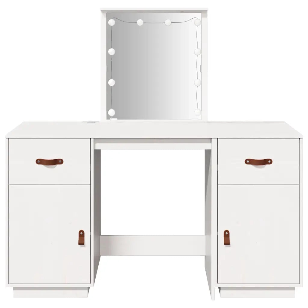Set Toeletta con LED Bianco in Legno Massello di Pino