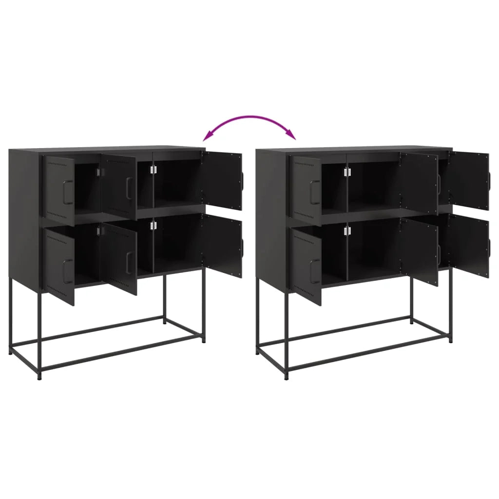 Buffet credenza cassettiera armadio mobile contenitore organizer per cucina soggiorno salotto 100,5 x 39 x 107 cm acciaio nero 02_0035779