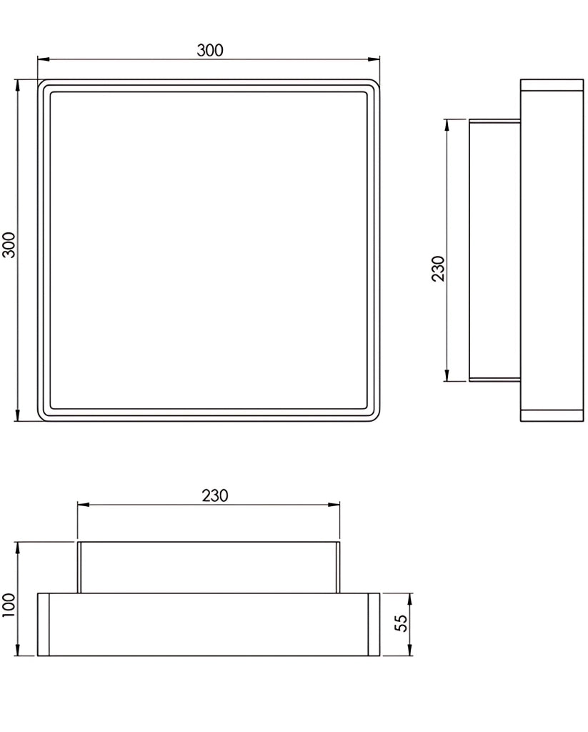 Oban Plafoniera Quadrata IP65 in Policarbonato Bianco per Esterni ed Interni, Attacco E27 2x30W Max, Grado di Protezione Elevato, Codice 3225-65-102