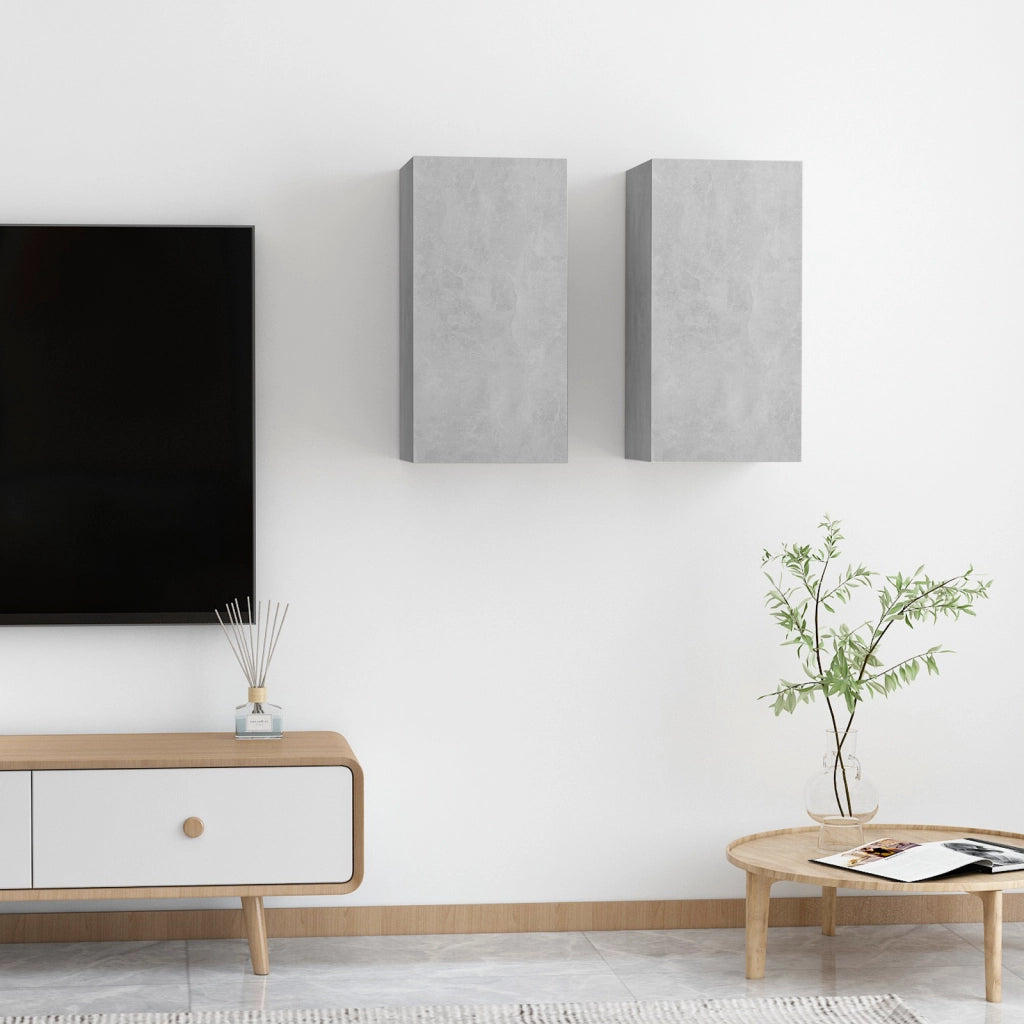 Mobile TV da Muro 2 pz | Armadietto TV | Mobile Porta TV Grigio cemento 30.5 x 30 x 60 cm