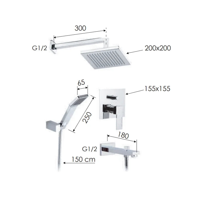 Set doccia all quadro - serie wellness qubika