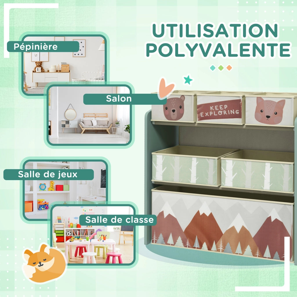 Casetta per bambini con 6 contenitori in tessuto ¨C Minimal ¨C 63x30x66 cm