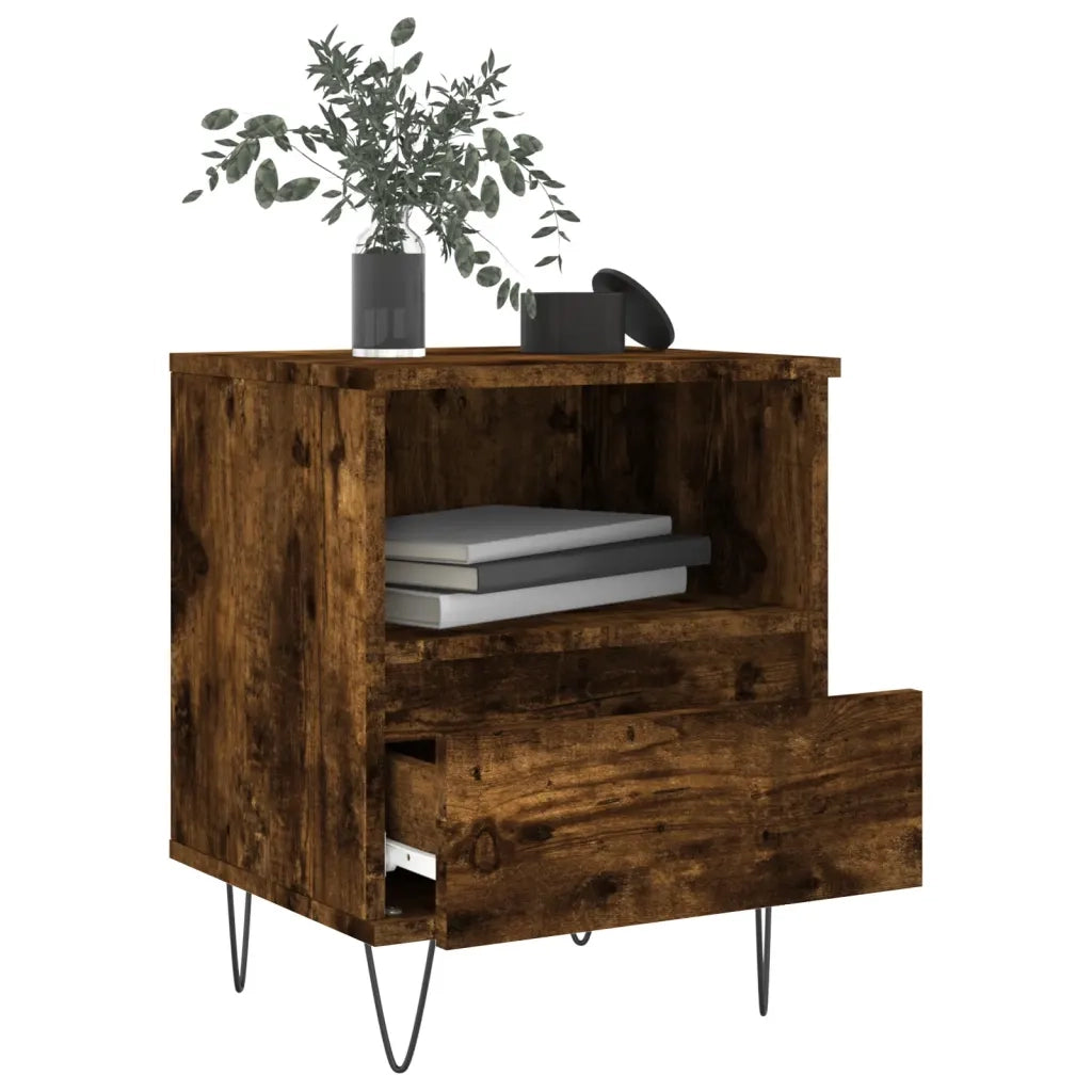 Comodini 2pz Rovere Fumo 40x35x50 cm in Legno Multistrato 830631