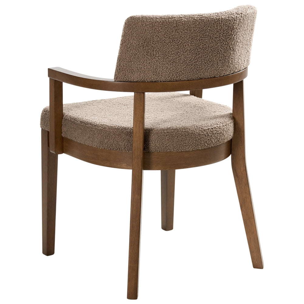 Set di 2 sedie da pranzo in stile tradizionale Seduta imbottita Boucle Legno e tortora Stile retrò tradizionale
