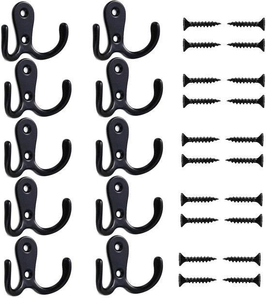 Set di chiodi a muro vintage in acciaio nero da 10 pz per diverse zone di deposito in casa