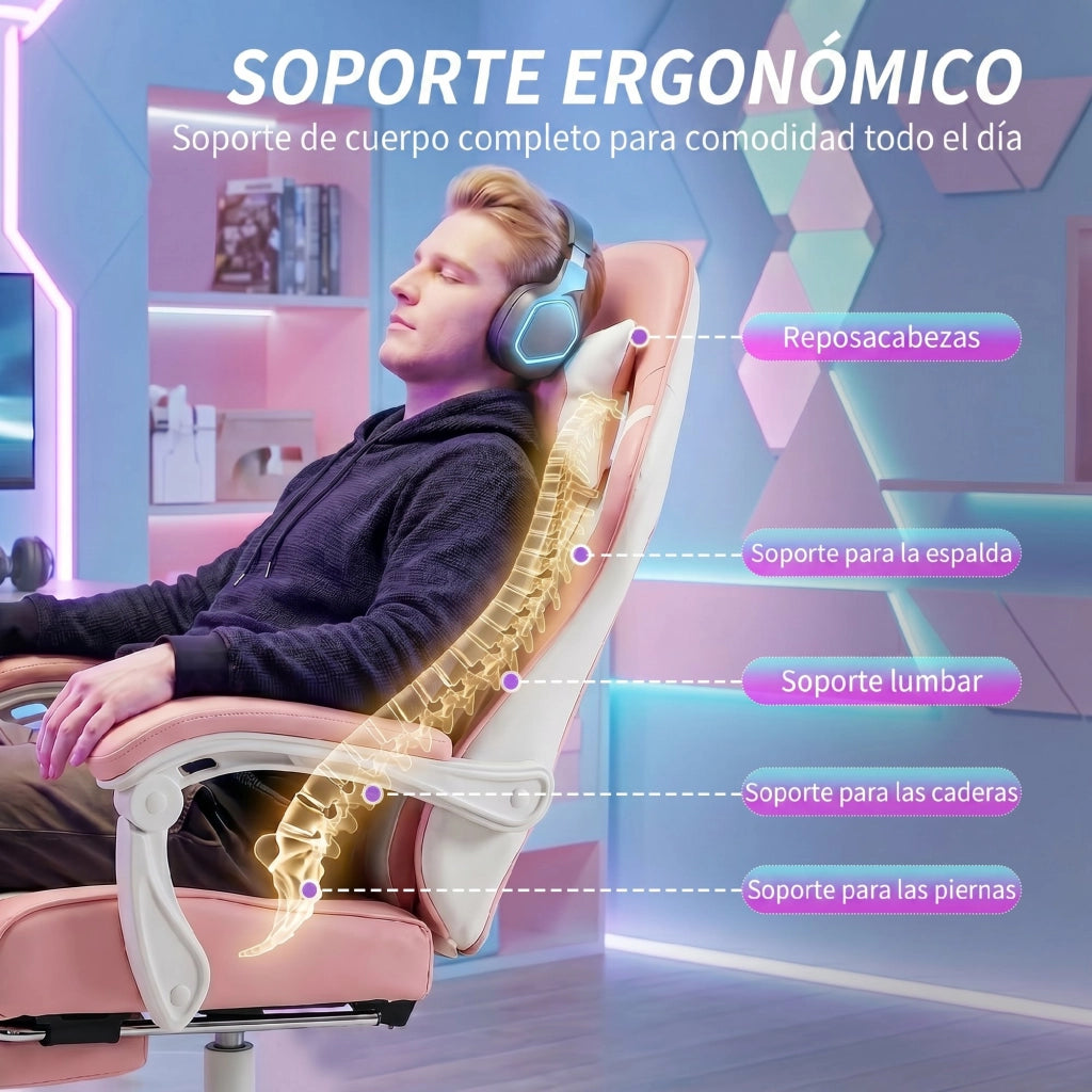 Poltrona Massaggiante Reclinabile con Poggiapiedi ¨C zephmum ¨C Rosa