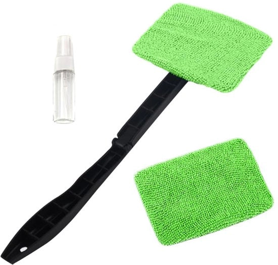 Kit di pulizia auto con 2 spazzole microfibra, set di pulizia parabrisà con maniglia pieghevole, con flacone di pulente, verde