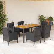 Set da Pranzo da Giardino 7 pz Nero con Cuscini in Polyrattan 3211869