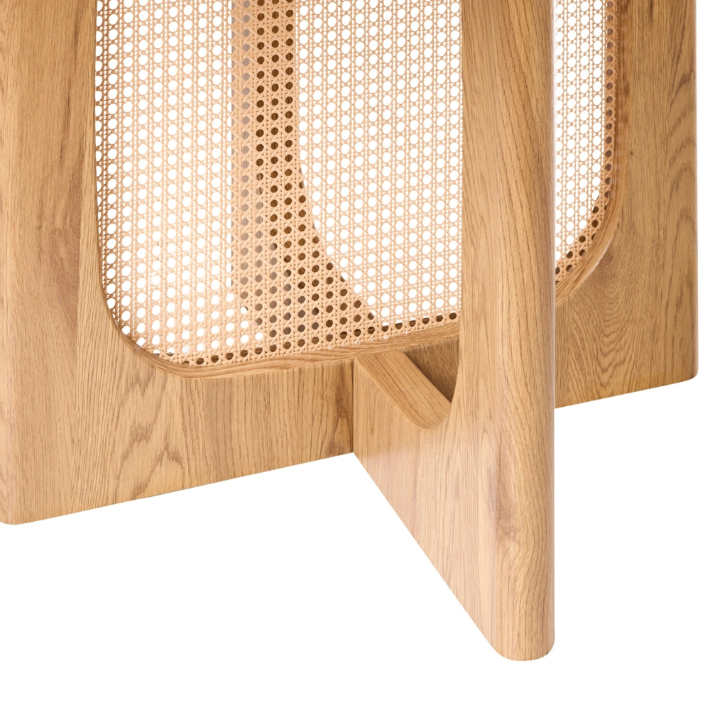 Tavolo da pranzo moderno in MDF e rattan ø 120 cm Mobili da soggiorno Marrone chiaro