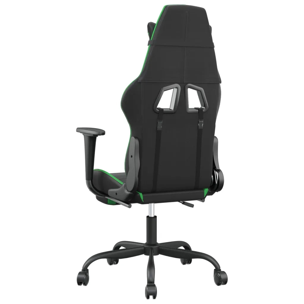 Sedia da Gaming | Sedia da e-sports con Poggiapiedi Nero e Verde in Similpelle