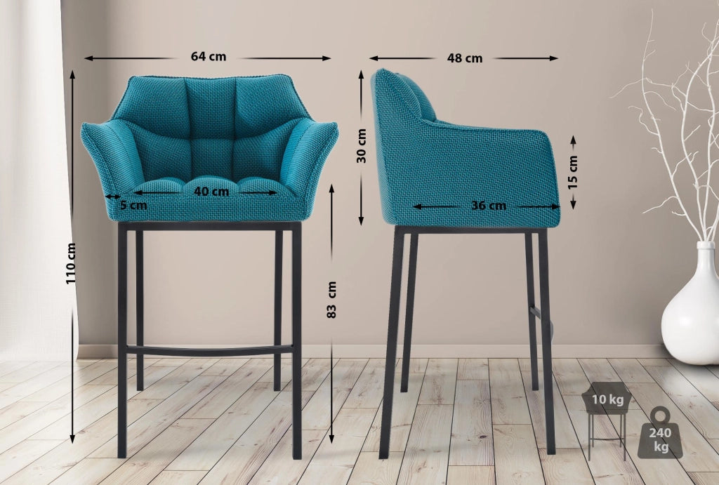 Barhocker Damaso B Stoff mit 4-FuЯ Gestell