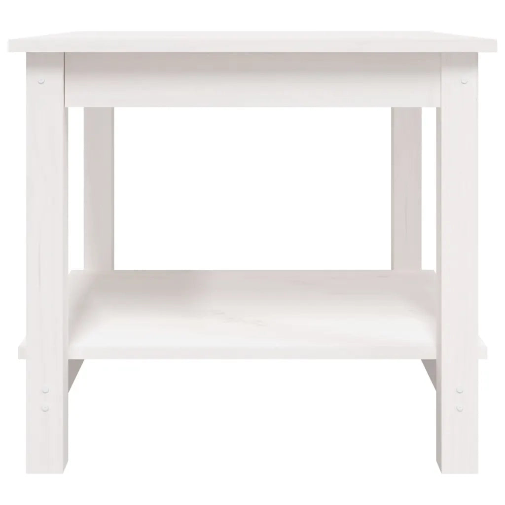 Tavolino da Salotto-Tavolino da soggiorno Bianco 50x50x45 cm Legno Massello di Pino