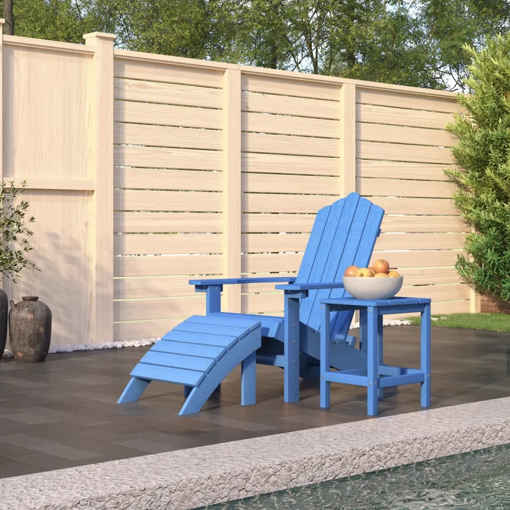 Sedia Giardino Poggiapiedi e Tavolo Adirondack HDPE Blu Acqua cod mxl 6760