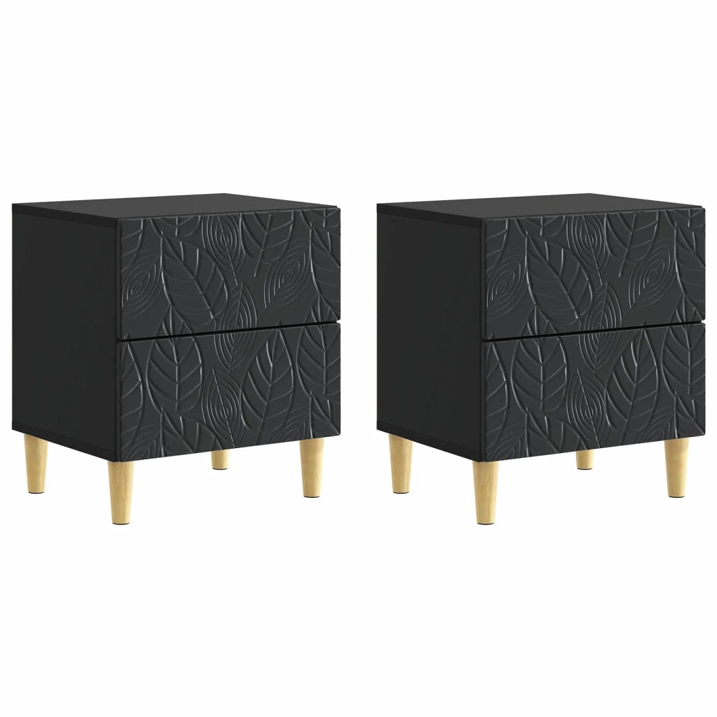 Comodino 2 pz Nero 43 x 34,5 x 48 cm Legno ingegnerizzato 894988