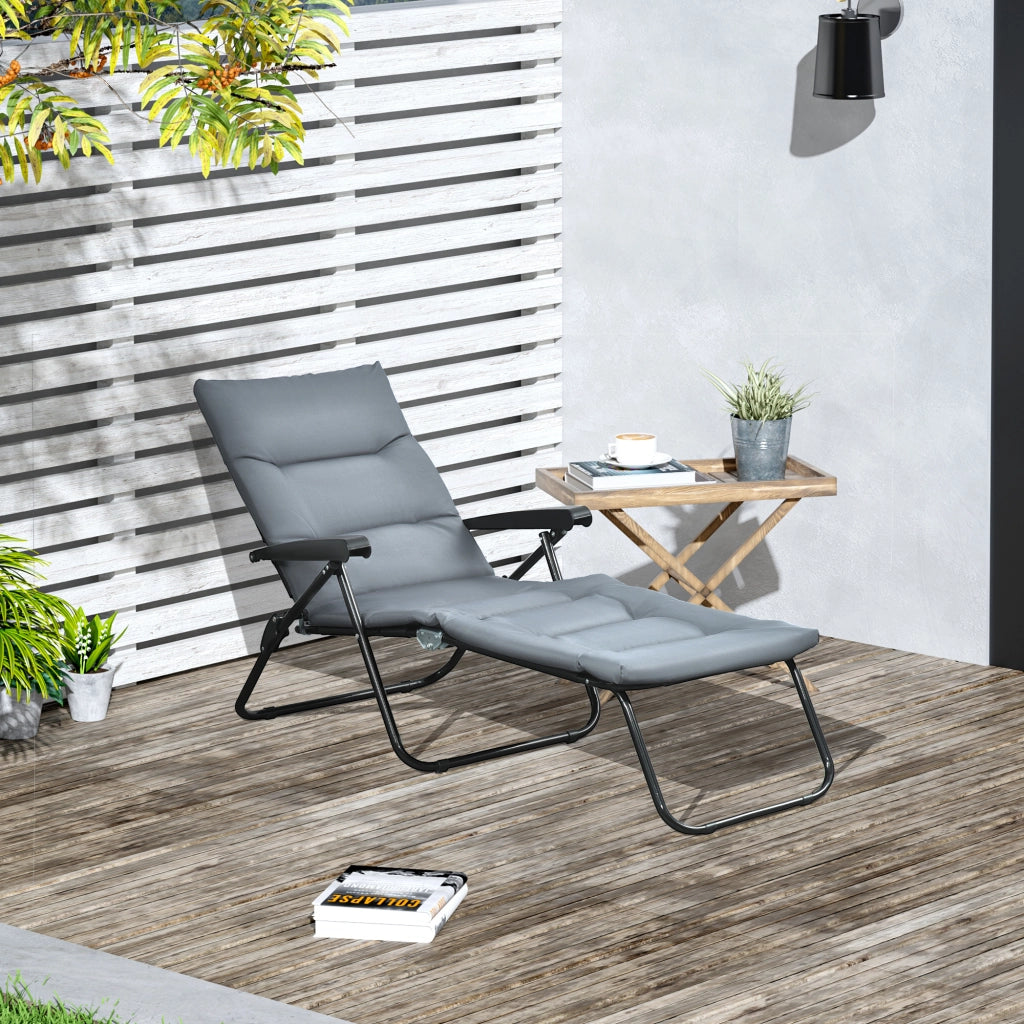 Lettino pieghevole con materasso ¨C zephmum ¨C grigio 6 posizioni acciaio poliestere