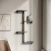 ALBERO RICREATIVO DA PARETE PER GATTI 66x28x137 cm MDF Grigio Chiaro