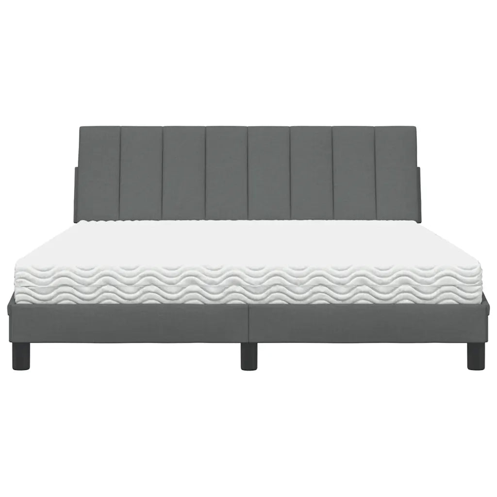 Letto con Materasso Hanko Grigio Scuro 160x200 cm Tessuto 3310539