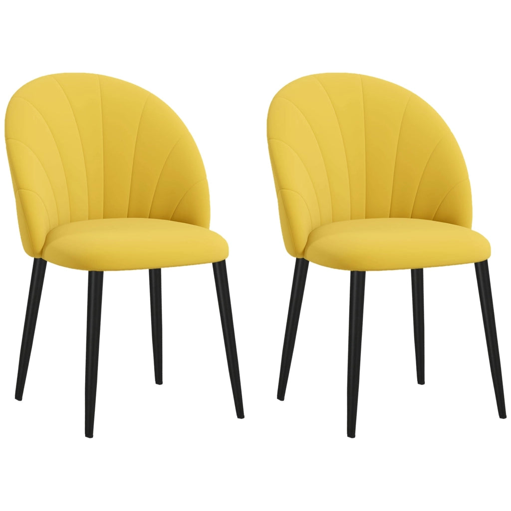 Set 2 Sedie Design Nordico 52x54x79 cm Tessuto Effetto Velluto Giallo