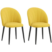 Set 2 Sedie Design Nordico 52x54x79 cm Tessuto Effetto Velluto Giallo