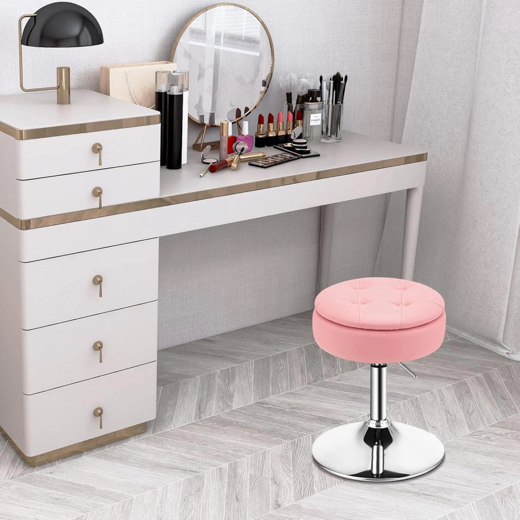 Sgabello Girevole a 360° con Ruote, 51-66 cm Altezza Regolabile Sedia da Lavoro, per Camera da Letto, Soggiorno, Bar, 3 Colori