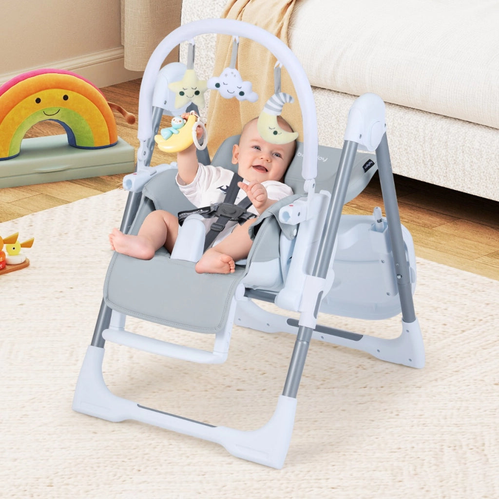 Seggiolone per bambini pieghevole ¨¨ portatile con altezza regolabile, Seggiolone per bambini schienale reclinabile Grigio chiaro-Seggioloni