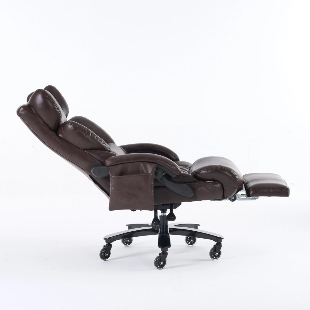 Sedia da Ufficio Ergonomica con Massaggio e Riscaldamento ¨C Xylo ¨C Ecopelle, Poggiapiedi, Marrone