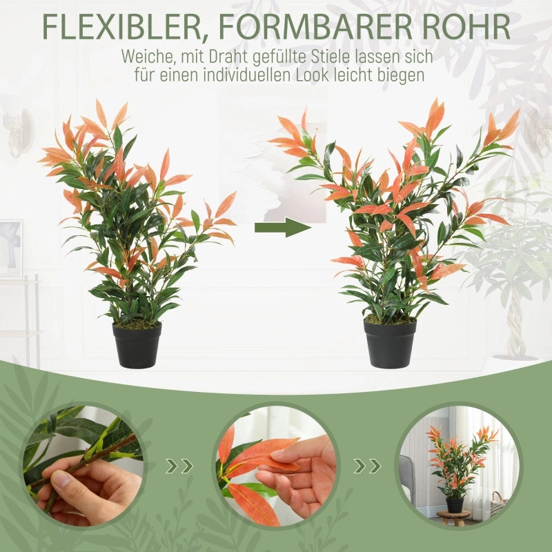 Photinia artificiale, pianta artificiale da 90 cm con 300 foglie, rami regolabili, 45 x 45 x 90 cm, rosso+verde