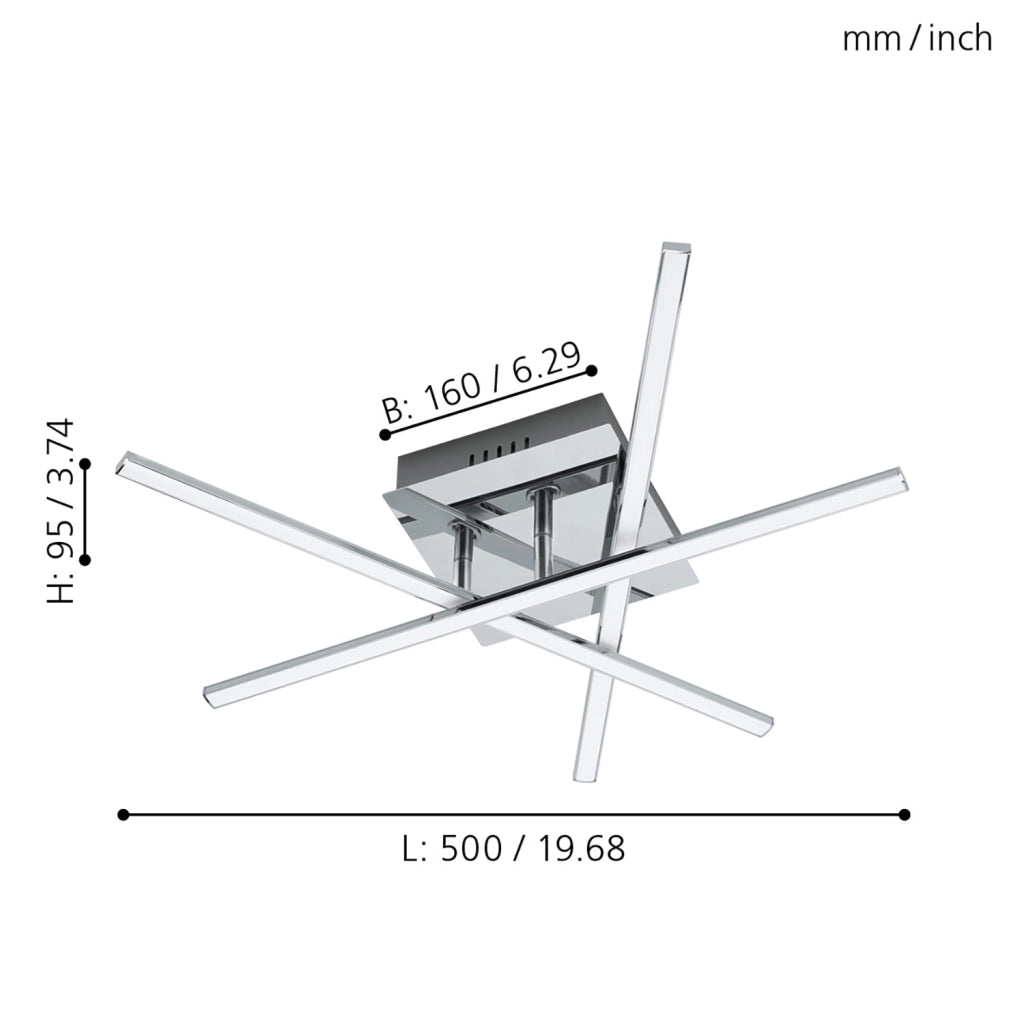 Plafoniera Moderna Lasana 1 Acciaio Cromo 3 Luci Led Integrato 3,5W