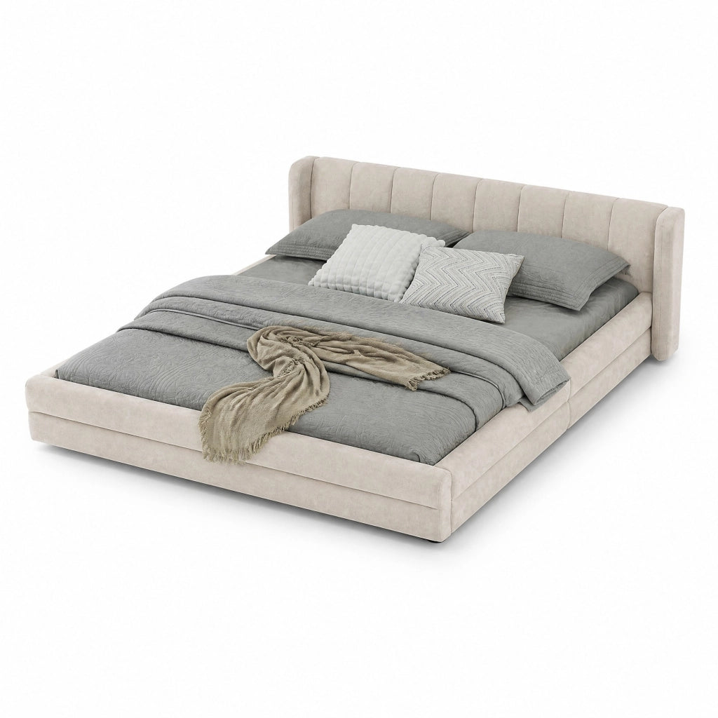Letto matrimoniale imbottito 160 x 200 cm con testiera ergonomica