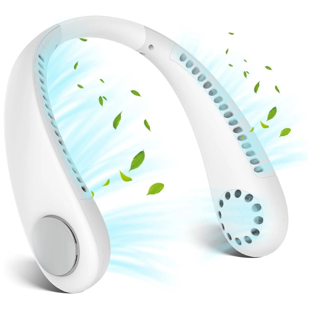 Trade Shop - Mini Ventilatore Collo Portatile Ricaricabile Usb Senza Pale 2600mah 3 Velocità Silenzioso -