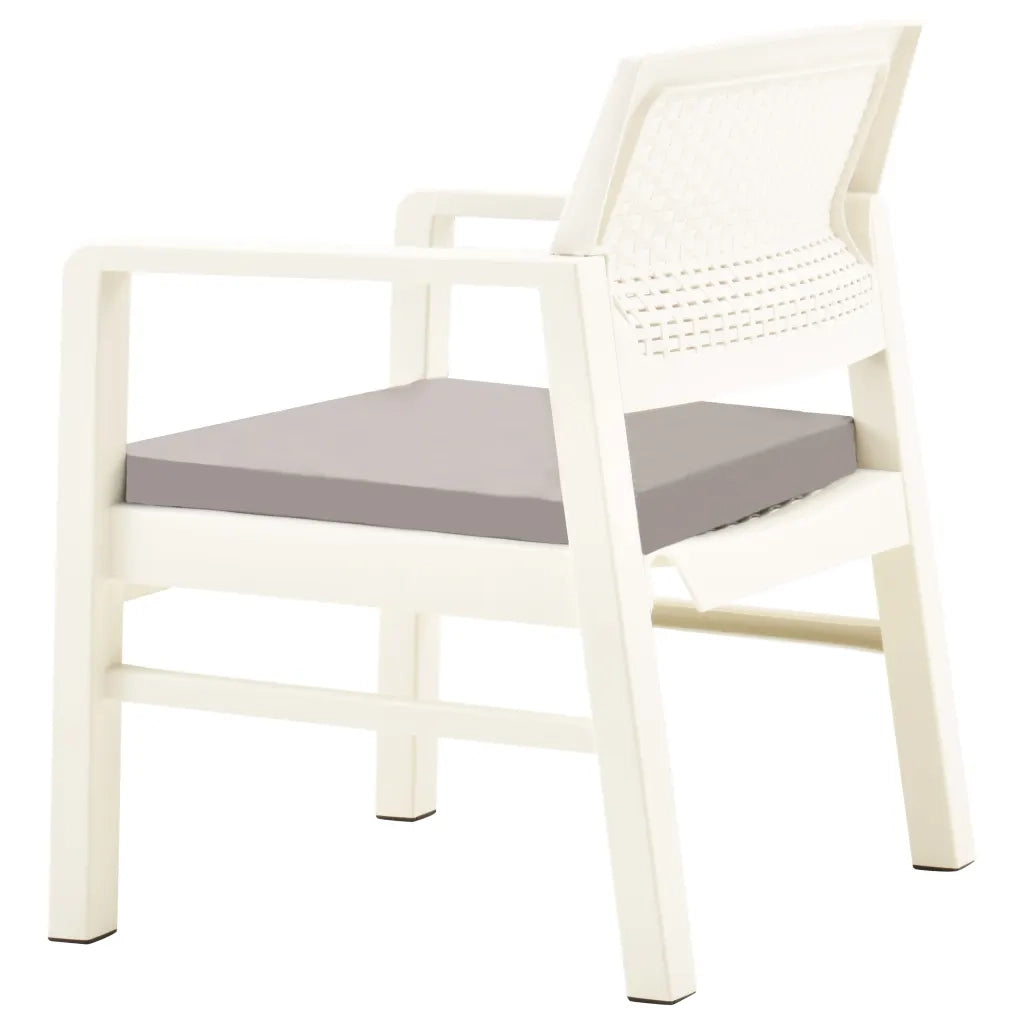 Set Salotto da Giardino 3 pz | Set di Mobili da Esterno in Plastica Bianco