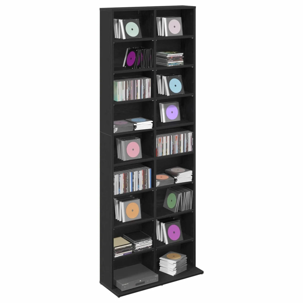 Mobile per CD Rovere Nero 65 x 23,5 x 175 cm 8012659