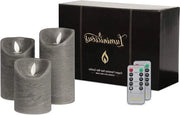 Candela a LED con Fiamma Vibrante Grigia - Fiamma Sfumata Flickerante - Candela Elettrica a Batterie - Flicker Realistico - Fiamma Mobili - 2 Comandi a Distanza e Timer - Decorazione di Arredamento Residenziale