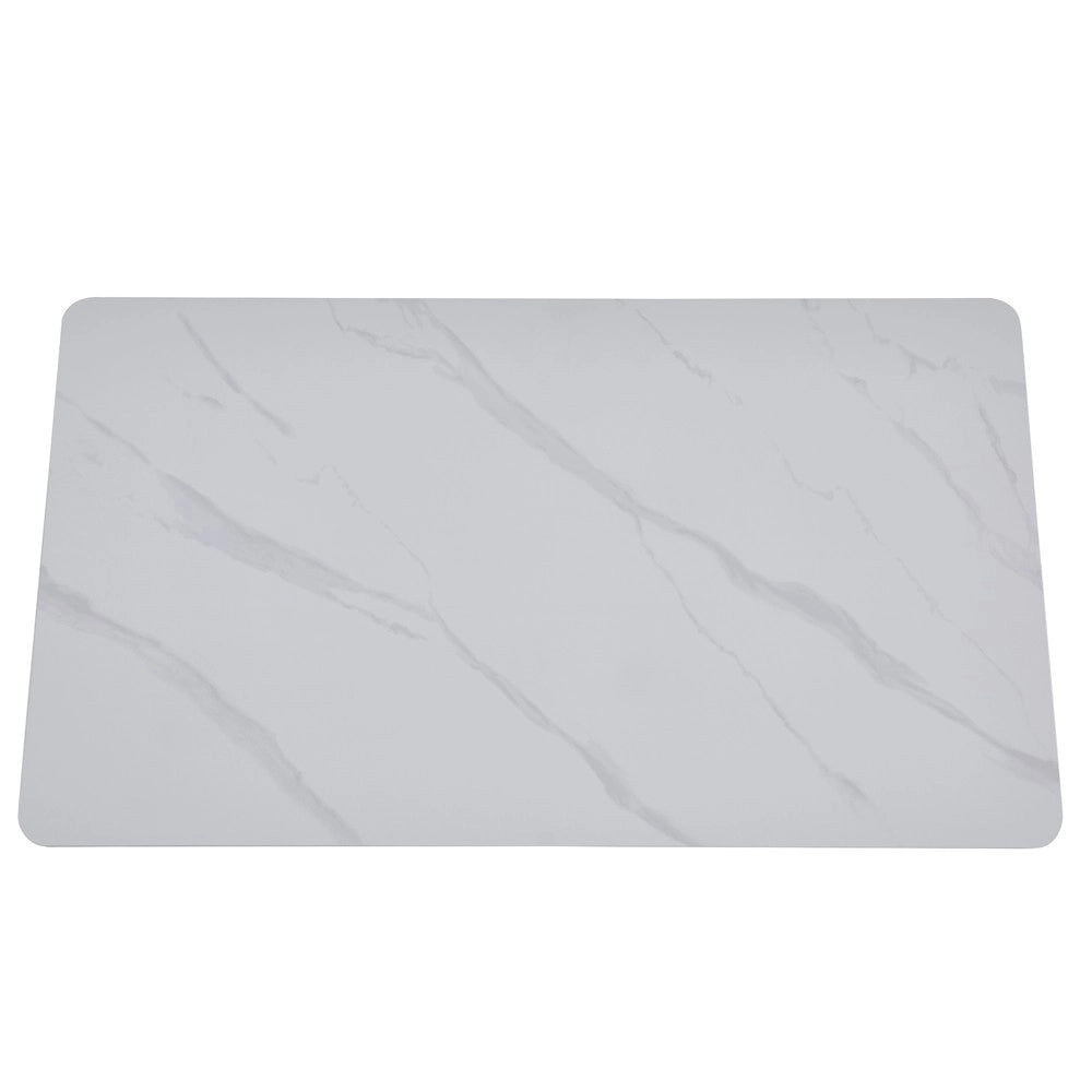 Tavolo rettangolare fisso Megalit con piano in ceramica bianco lucido e struttura in metallo nero