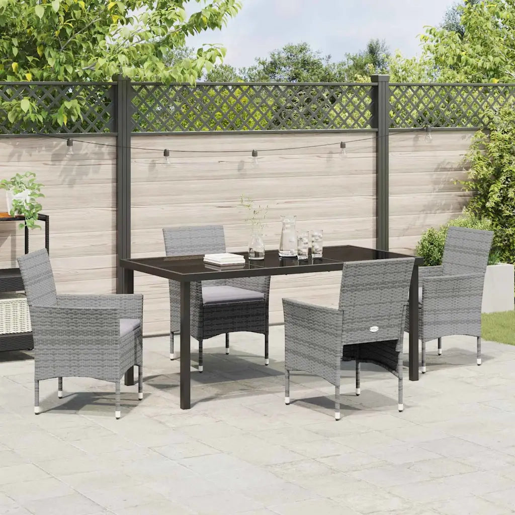 Set da Pranzo per Giardino con cuscino 5 pcs Grigio polyrattan 3379733
