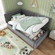 Divano letto 90x200cm - Xylo - grigio, spazio idraulico, doghe, velluto