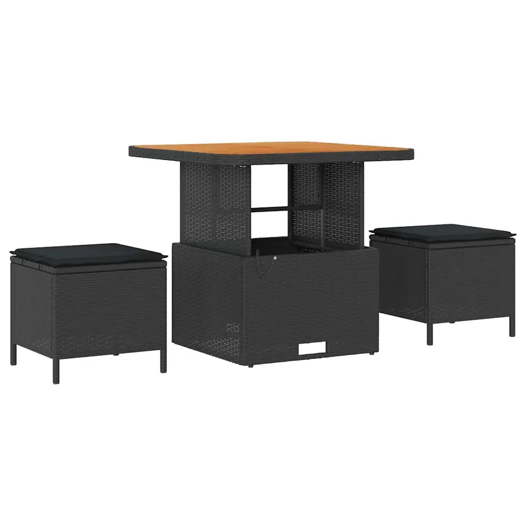 Set Divano da Giardino con cuscino con archiviazione 9 pcs Nero 3364359