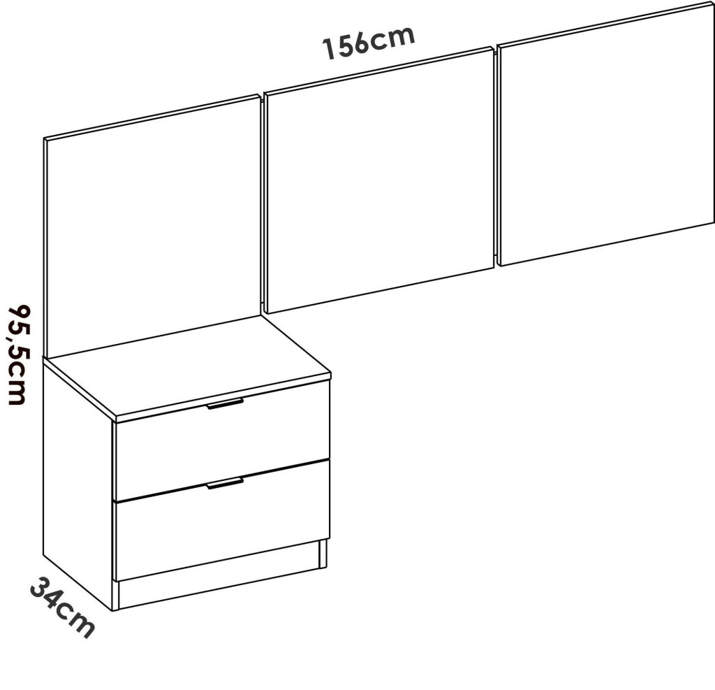 Testiera letto Chanhom, Spalliera, Testata per camera da letto, Poggiatesta, 157x34 h96 cm, Bianco