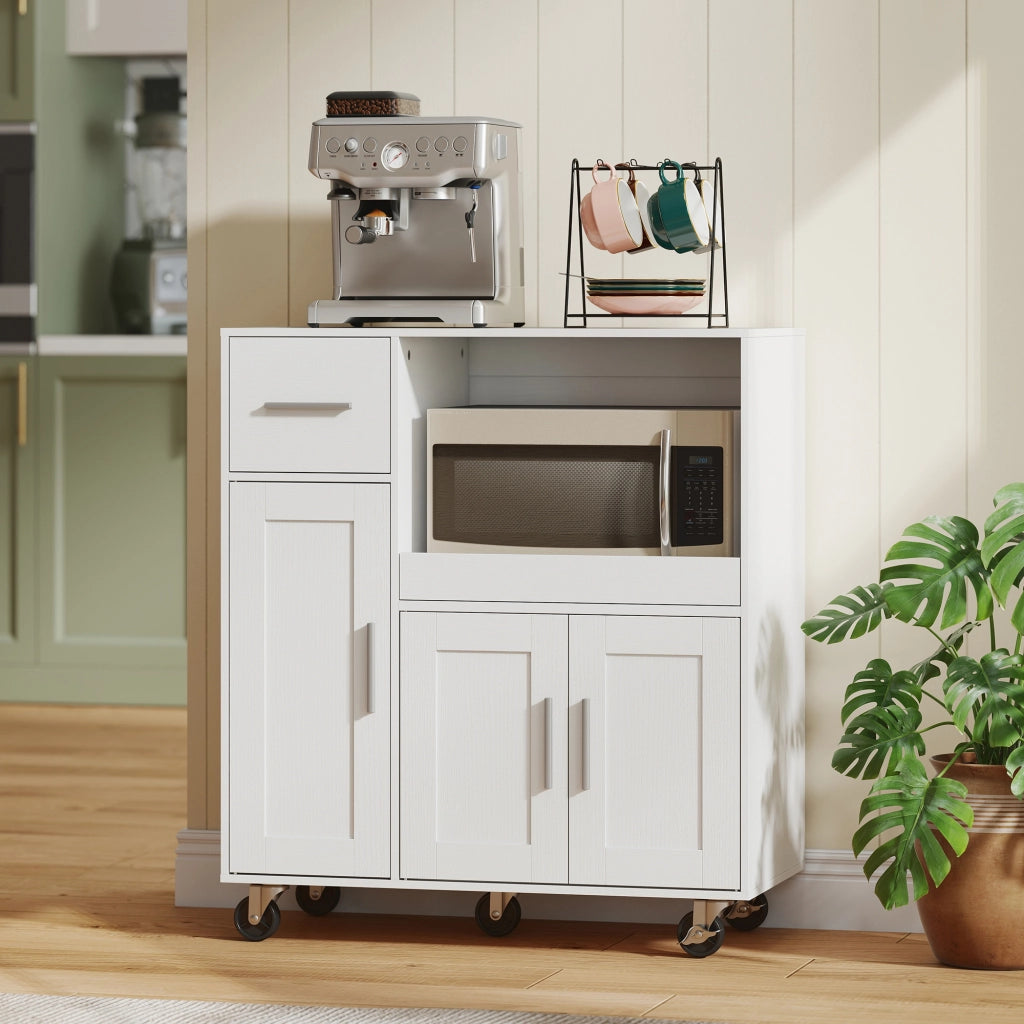 Tavolino da cucina con ruote e piano scorrevole ¨C zephmum ¨C 80x40x88,7 cm bianco